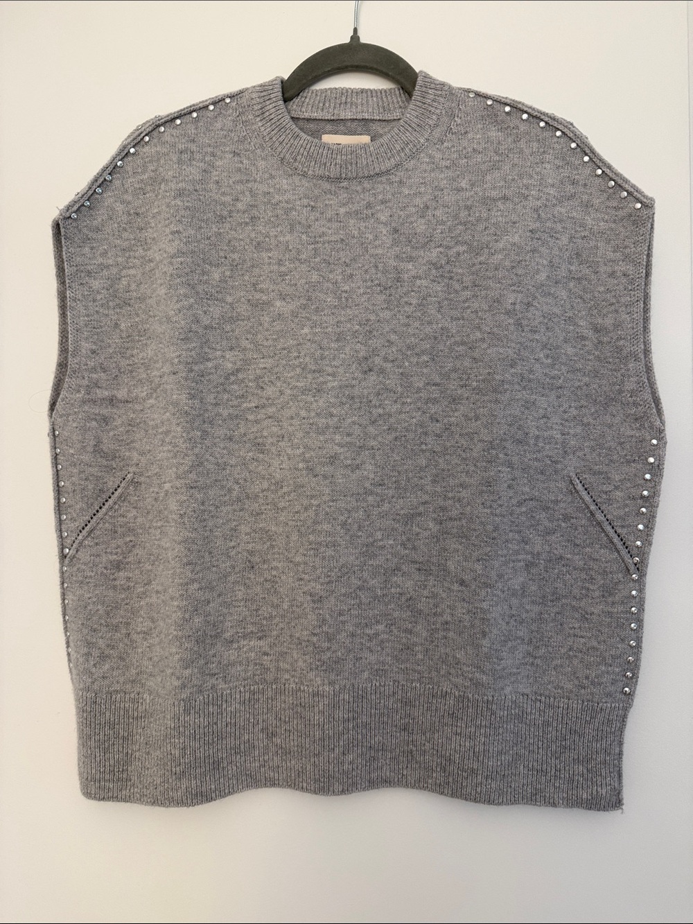 Zadig & Voltaire Grey Wool Sweater Vest with Stud Detail